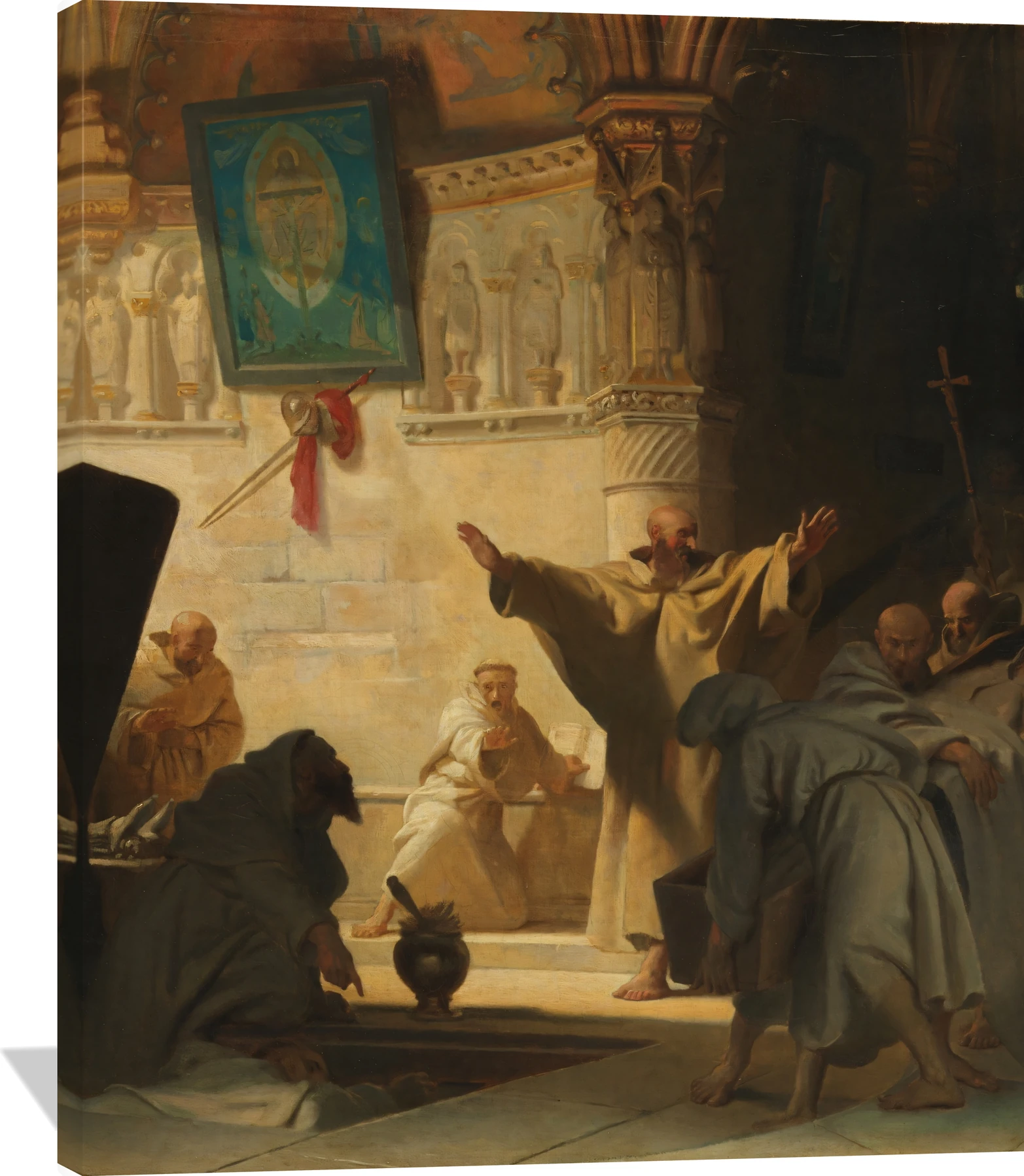 Dramatic Scene with Monks in a Crypt