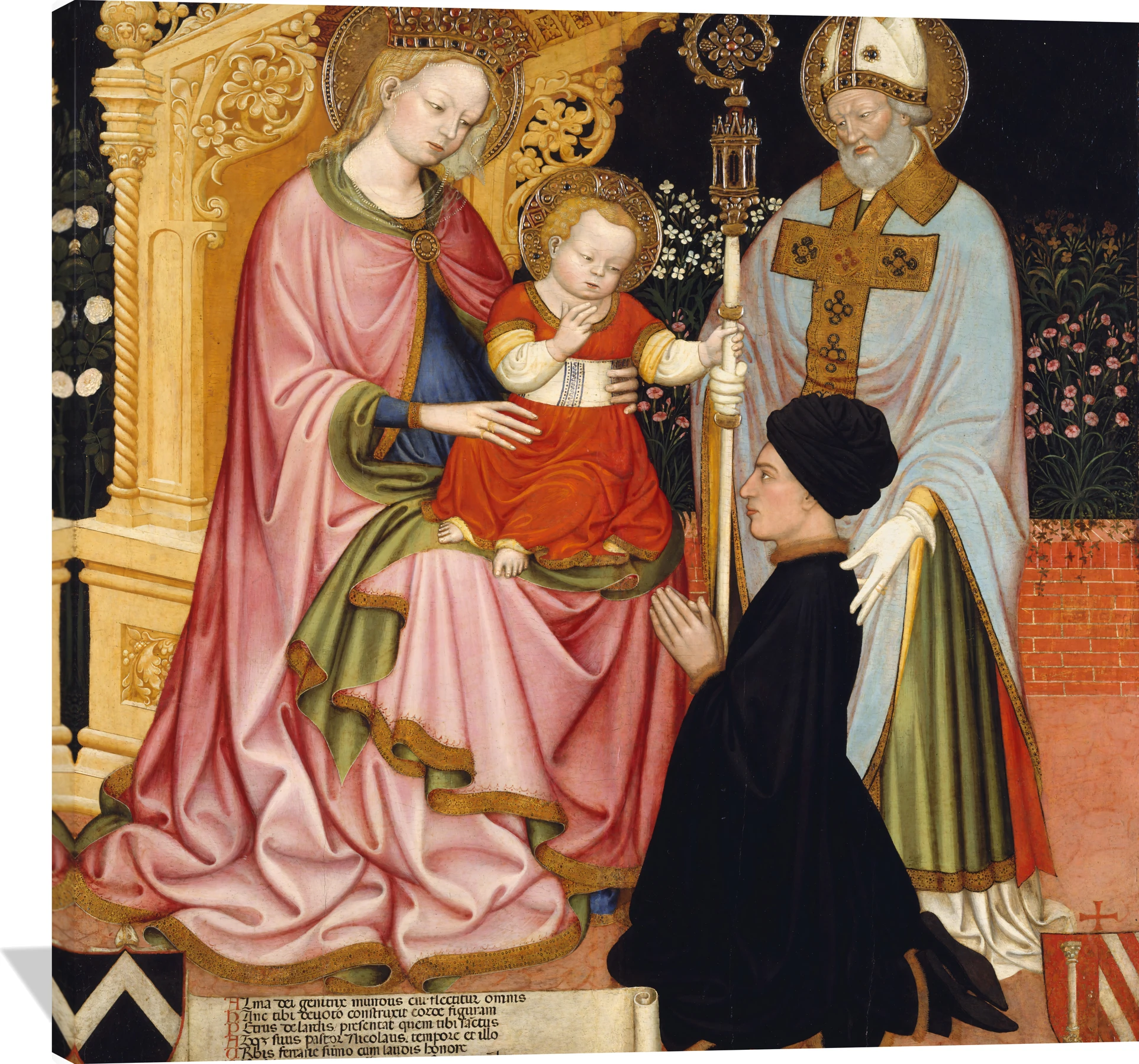 Madonna and Child with the Donor, Pietro de' Lardi, Presented by Saint Nicholas