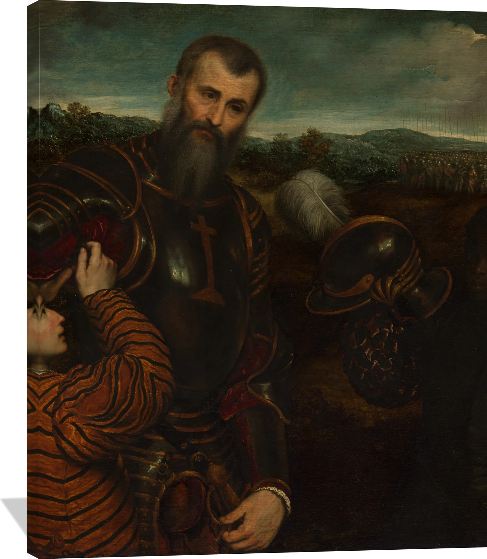 Portrait of a Man in Armor with Two Pages