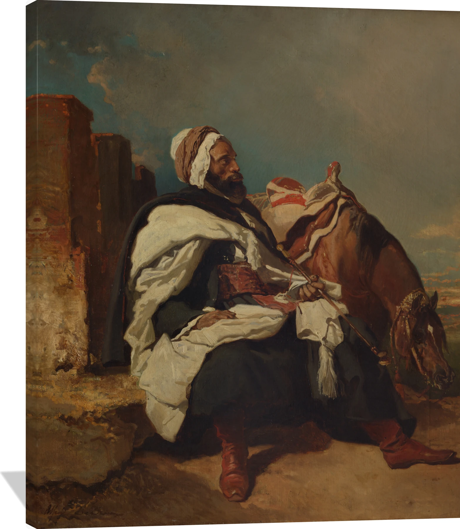 Seated Arab Man with Horse