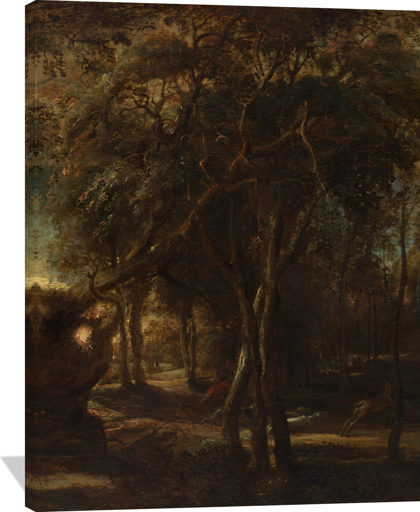 A Forest at Dawn with a Deer Hunt