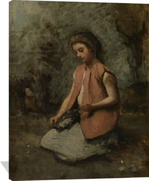 Girl Weaving a Garland