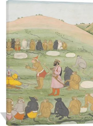 Hanuman Revives Rama and Lakshmana with Medicinal Herbs: Illustrated folio from a dispersed Ramayana series