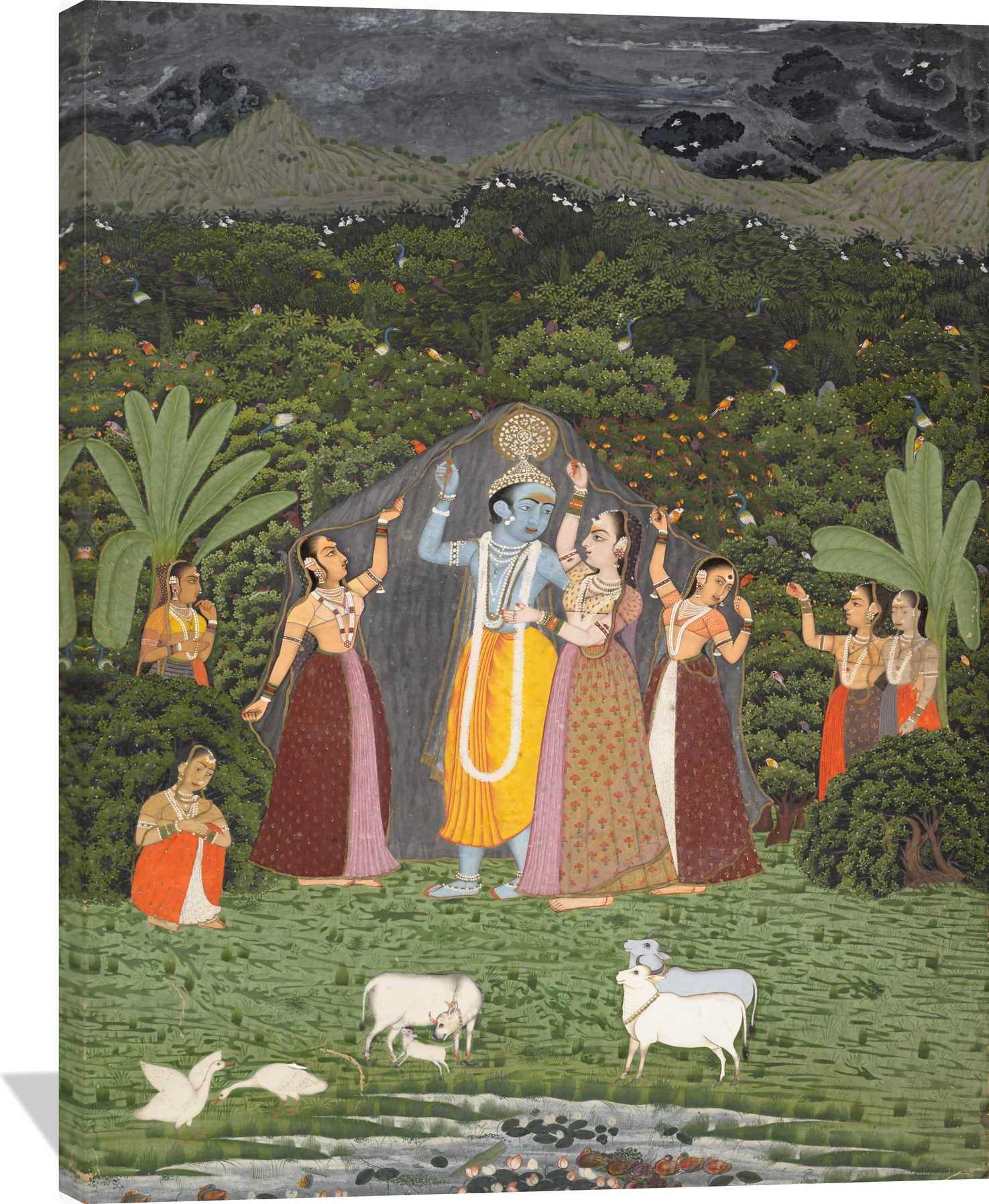 Krishna and the Gopis Take Shelter from the Rain