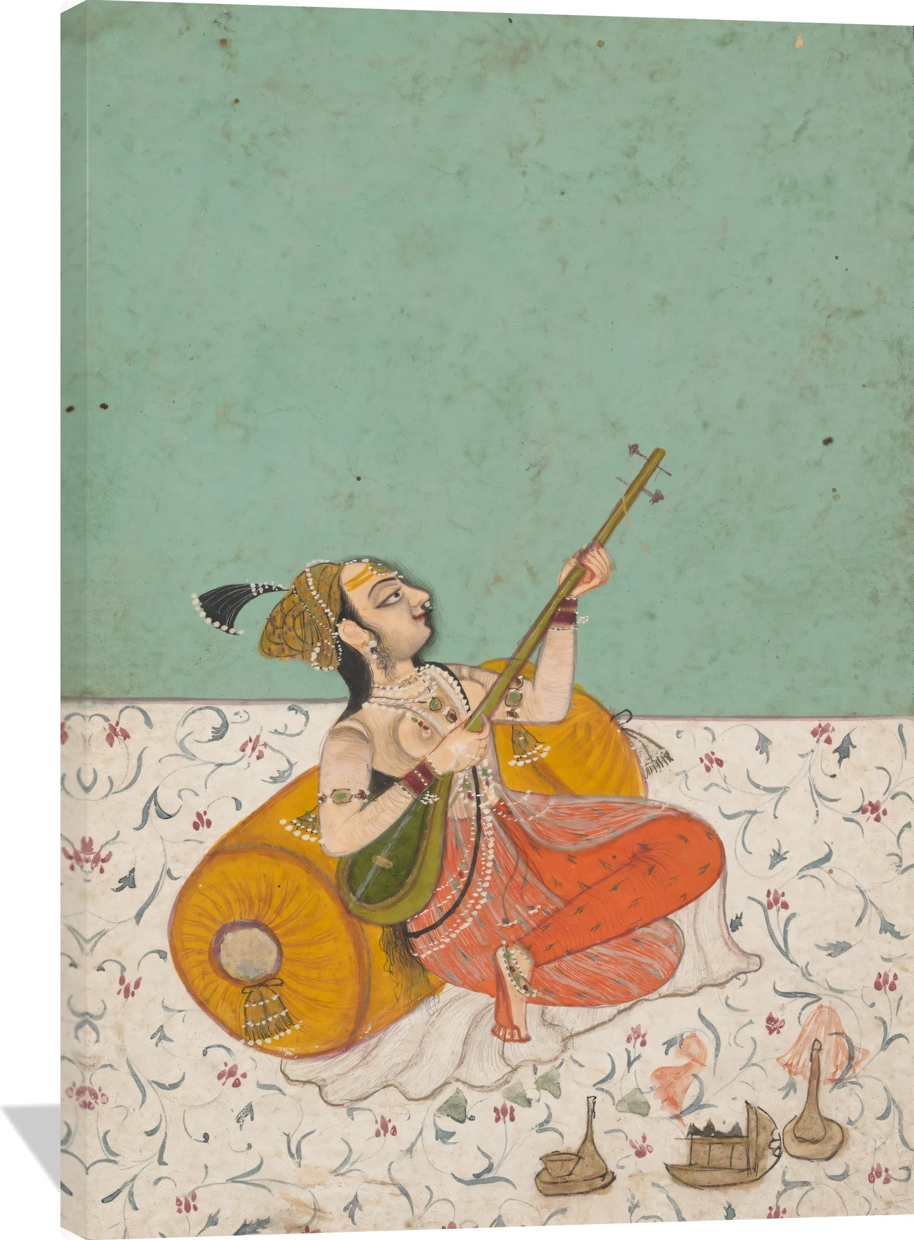 Lady Musician Playing a Sitar