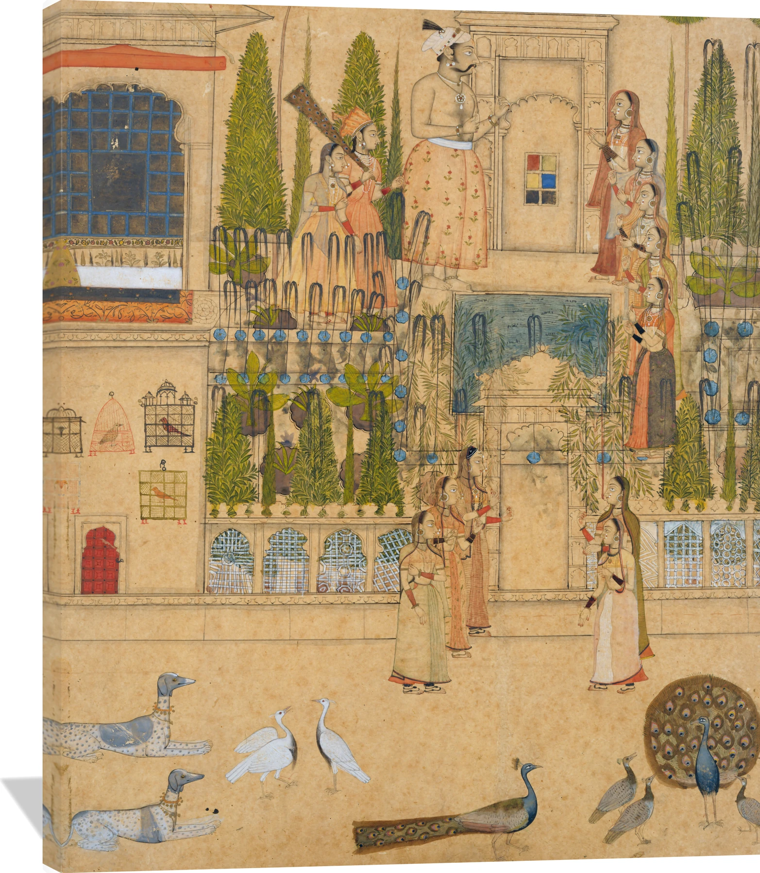 Maharana Amar Singh II with Ladies of the Zenana outside the Picture Hall at Rajnagar