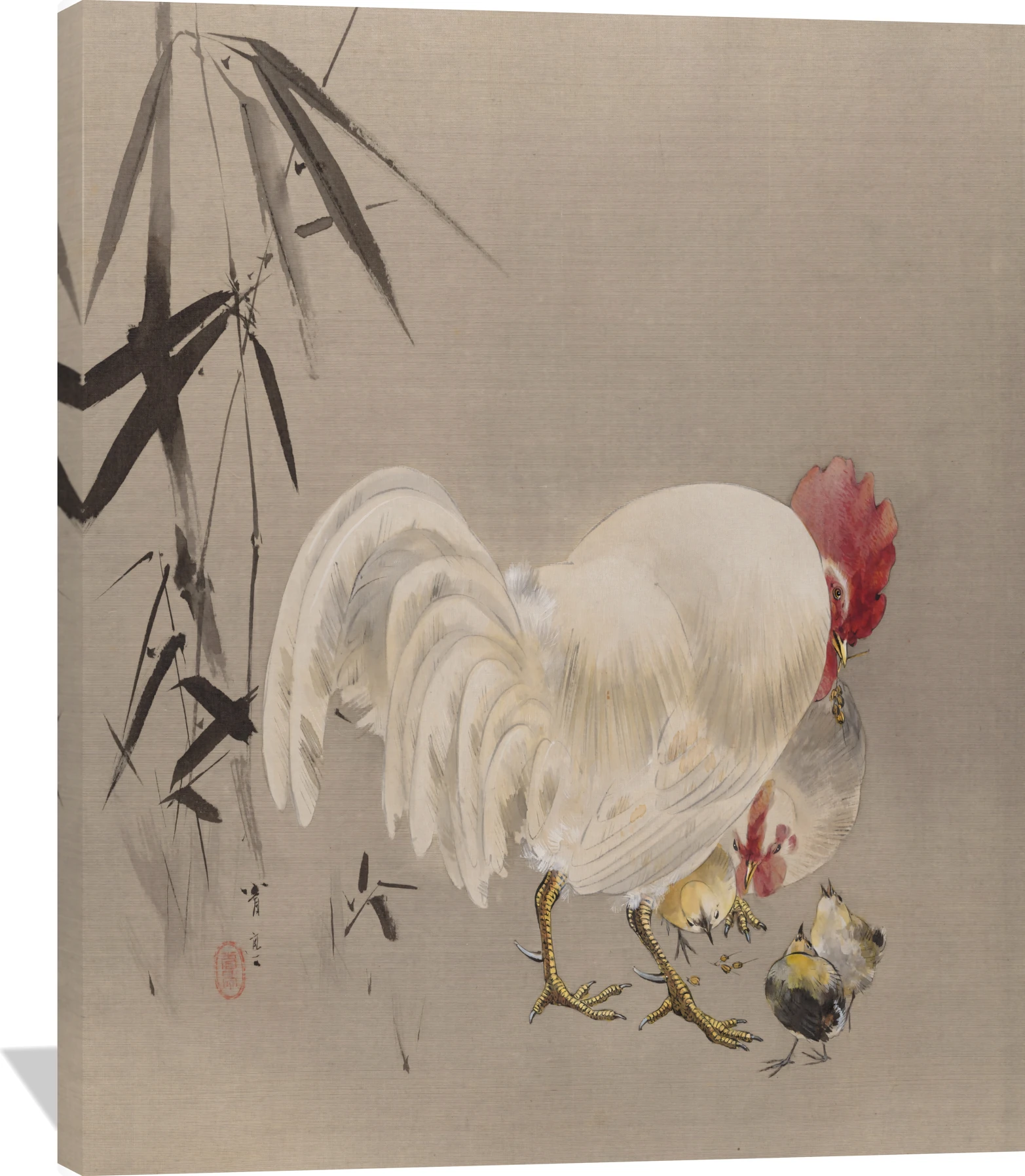 Rooster and Hen with Chicks