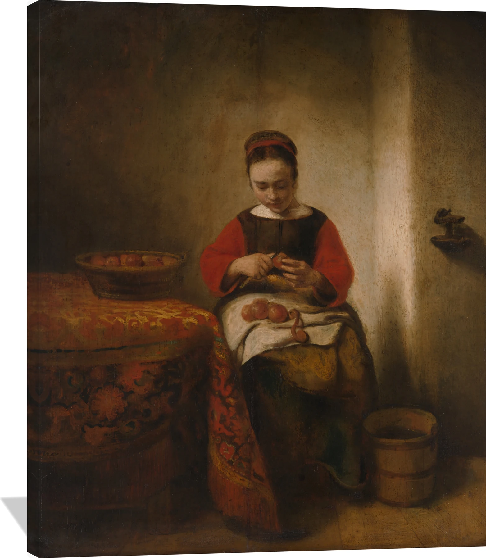 Young Woman Peeling Apples